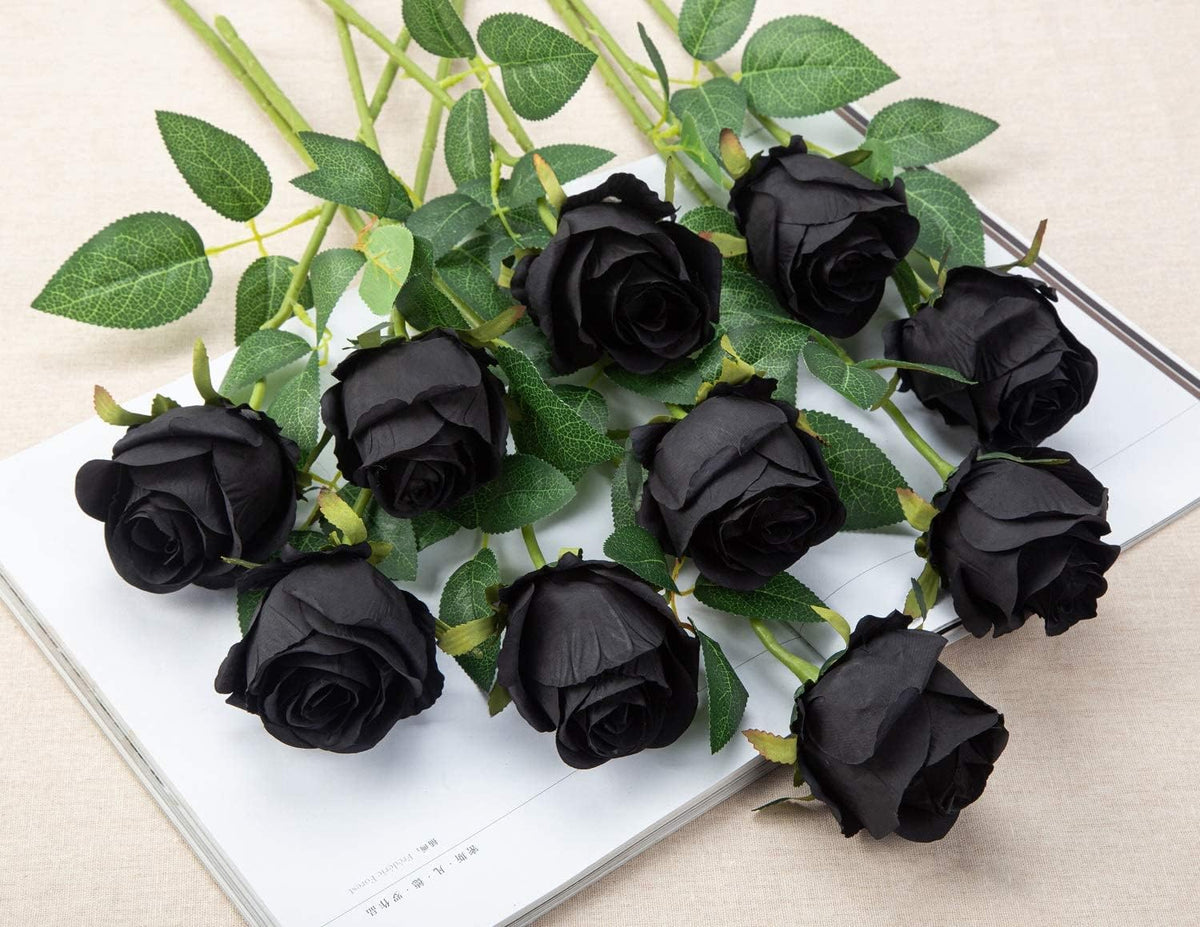 10pcs Artificial Rose Flowers Long Stem Fake Silk Roses for DIY Wedding Bouquet Table Centerpiece Home Decor (Light Pink)