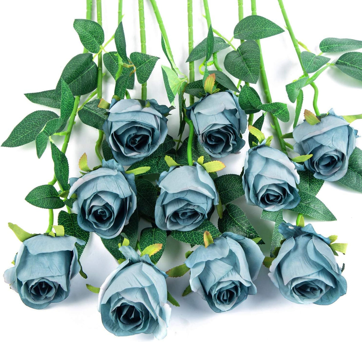 10pcs Artificial Rose Flowers Long Stem Fake Silk Roses for DIY Wedding Bouquet Table Centerpiece Home Decor (Light Pink)