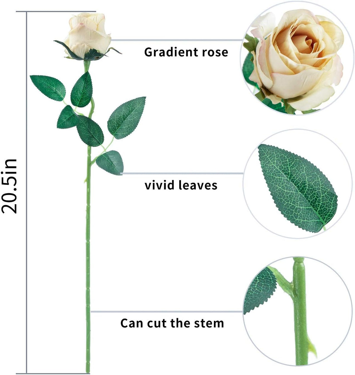 10pcs Artificial Rose Flowers Long Stem Fake Silk Roses for DIY Wedding Bouquet Table Centerpiece Home Decor (Light Pink)