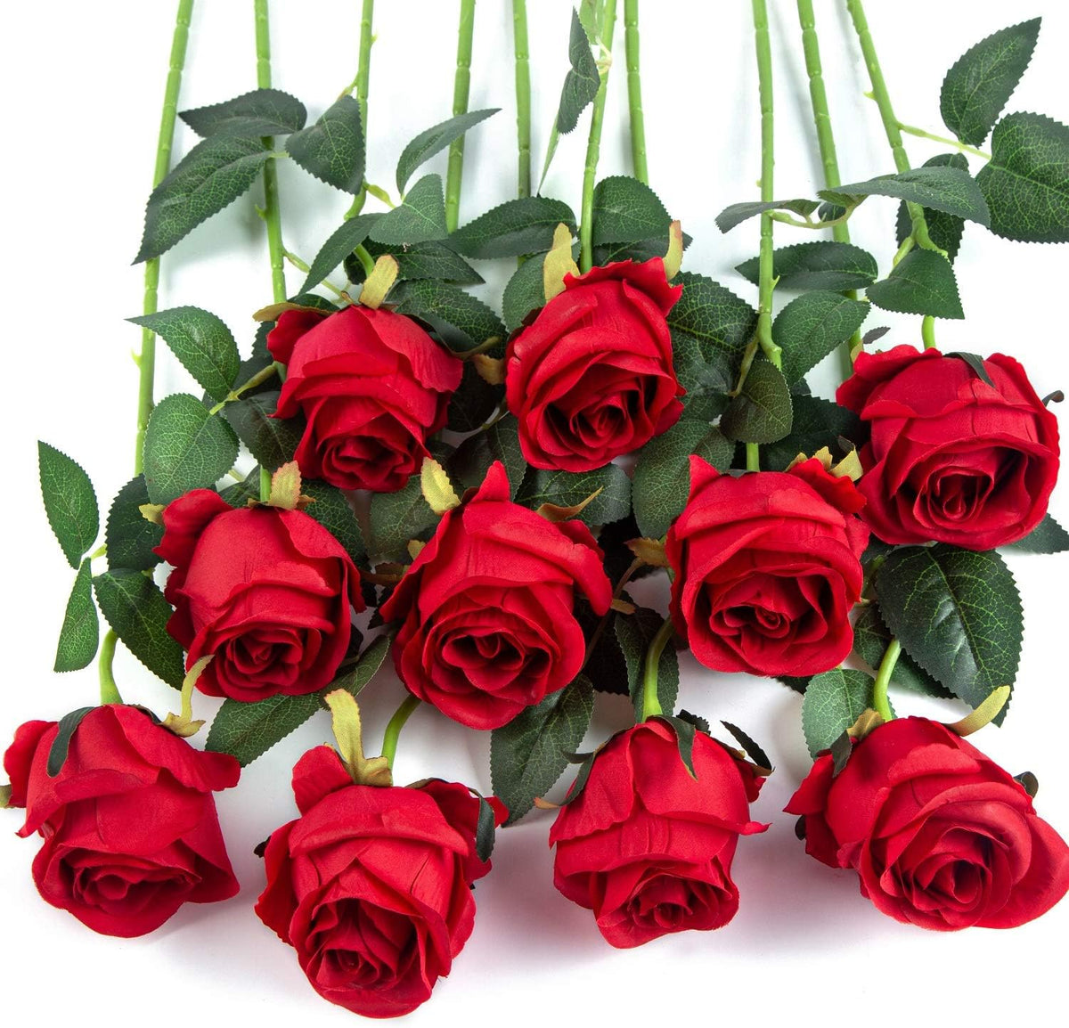 10pcs Artificial Rose Flowers Long Stem Fake Silk Roses for DIY Wedding Bouquet Table Centerpiece Home Decor (Light Pink)