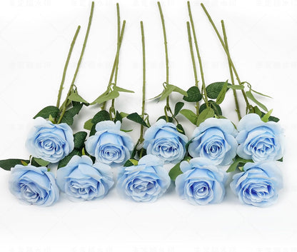 10pcs Artificial Rose Flowers Long Stem Fake Silk Roses for DIY Wedding Bouquet Table Centerpiece Home Decor (Light Pink)
