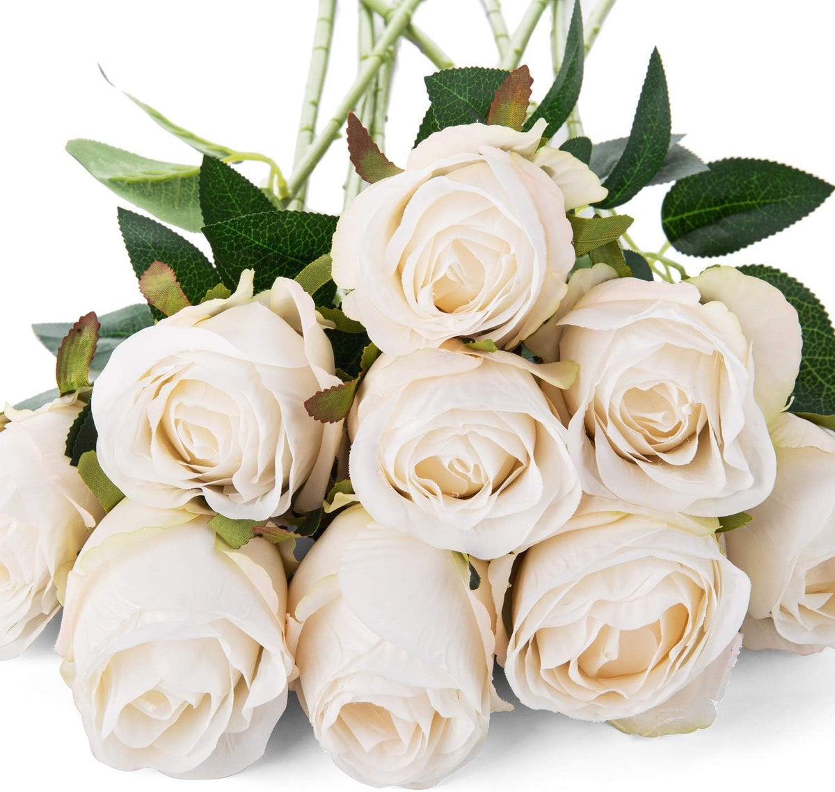 10pcs Artificial Rose Flowers Long Stem Fake Silk Roses for DIY Wedding Bouquet Table Centerpiece Home Decor (Light Pink)