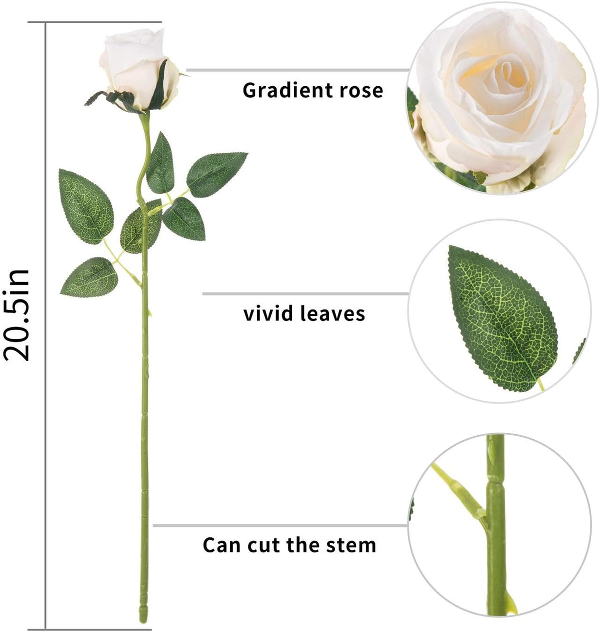10pcs Artificial Rose Flowers Long Stem Fake Silk Roses for DIY Wedding Bouquet Table Centerpiece Home Decor (Light Pink)