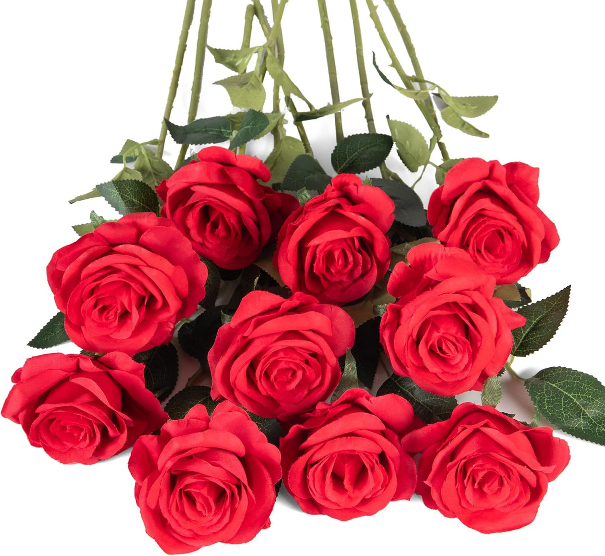 10pcs Artificial Rose Flowers Long Stem Fake Silk Roses for DIY Wedding Bouquet Table Centerpiece Home Decor (Light Pink)