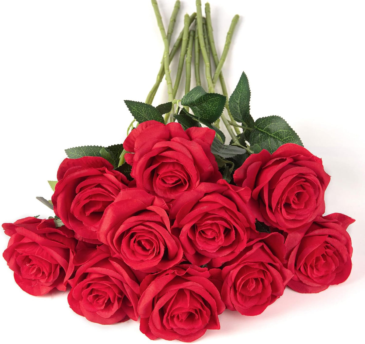 10pcs Artificial Rose Flowers Long Stem Fake Silk Roses for DIY Wedding Bouquet Table Centerpiece Home Decor (Light Pink)