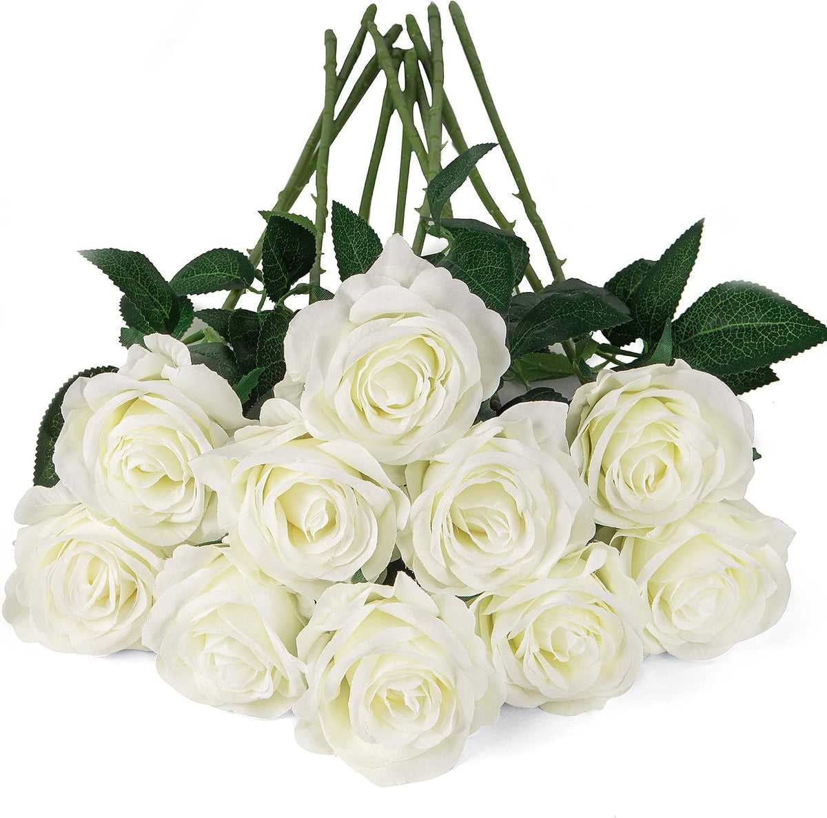 10pcs Artificial Rose Flowers Long Stem Fake Silk Roses for DIY Wedding Bouquet Table Centerpiece Home Decor (Light Pink)