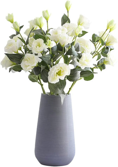 4 Branch 3 Heads Artificial Flowers Bouquet,Eustoma Lisianthus Flowers,Silk Flowers Flower Arrangement Accessories Faux Plastic Flower for DIY Wedding Party Home Decor(White)