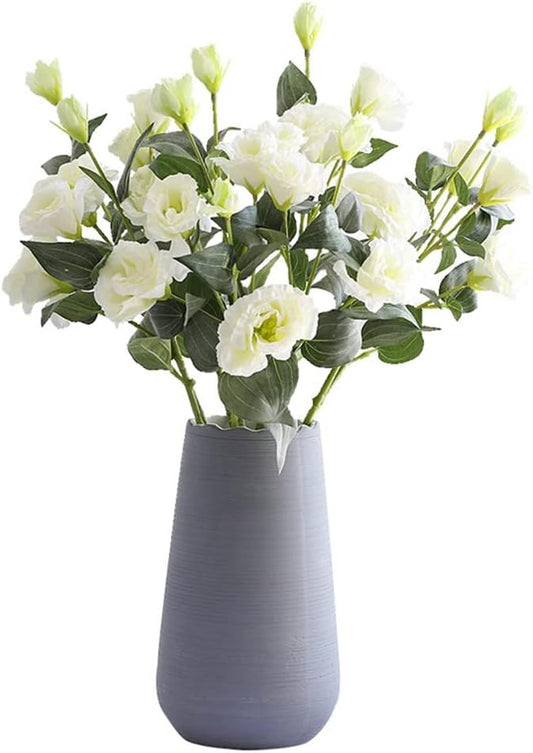 4 Branch 3 Heads Artificial Flowers Bouquet,Eustoma Lisianthus Flowers,Silk Flowers Flower Arrangement Accessories Faux Plastic Flower for DIY Wedding Party Home Decor(White)