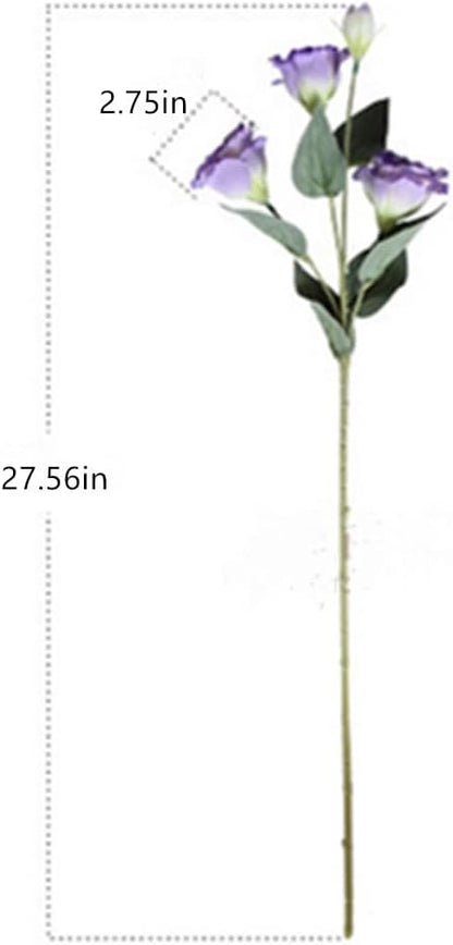 4 Branch 3 Heads Artificial Flowers Bouquet,Eustoma Lisianthus Flowers,Silk Flowers Flower Arrangement Accessories Faux Plastic Flower for DIY Wedding Party Home Decor(White)
