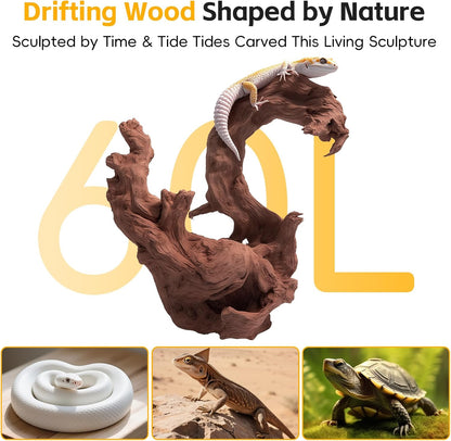 Natural Driftwood for Aquarium Decor – Unique Size Real Wood Branches for Fish Tank, Reptile Habitat, Terrarium, Hermit Crab, Shrimp Tank,Safe for Aquatic Pets (13-18 INCH, Mopani Driftwood)