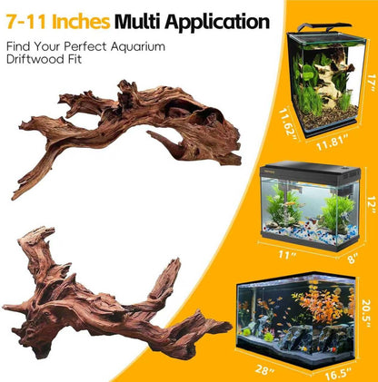 Natural Driftwood for Aquarium Decor – Unique Size Real Wood Branches for Fish Tank, Reptile Habitat, Terrarium, Hermit Crab, Shrimp Tank,Safe for Aquatic Pets (13-18 INCH, Mopani Driftwood)