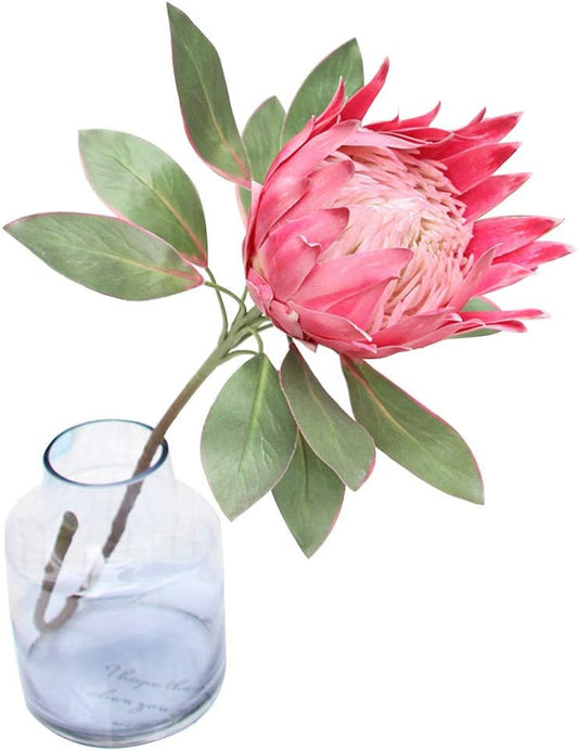 1 Pcs 55 CM the King Protea (Protea Cynaroides) Artificial Flowers Plants for Home Garden Wedding Party Decoration (Rose Red)