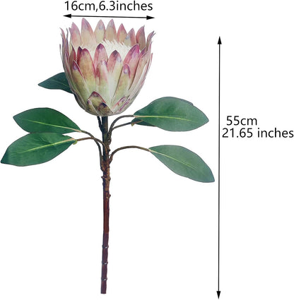 1 Pcs 55 CM the King Protea (Protea Cynaroides) Artificial Flowers Plants for Home Garden Wedding Party Decoration (Rose Red)