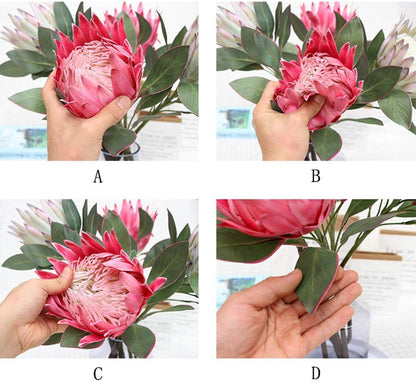 1 Pcs 55 CM the King Protea (Protea Cynaroides) Artificial Flowers Plants for Home Garden Wedding Party Decoration (Rose Red)