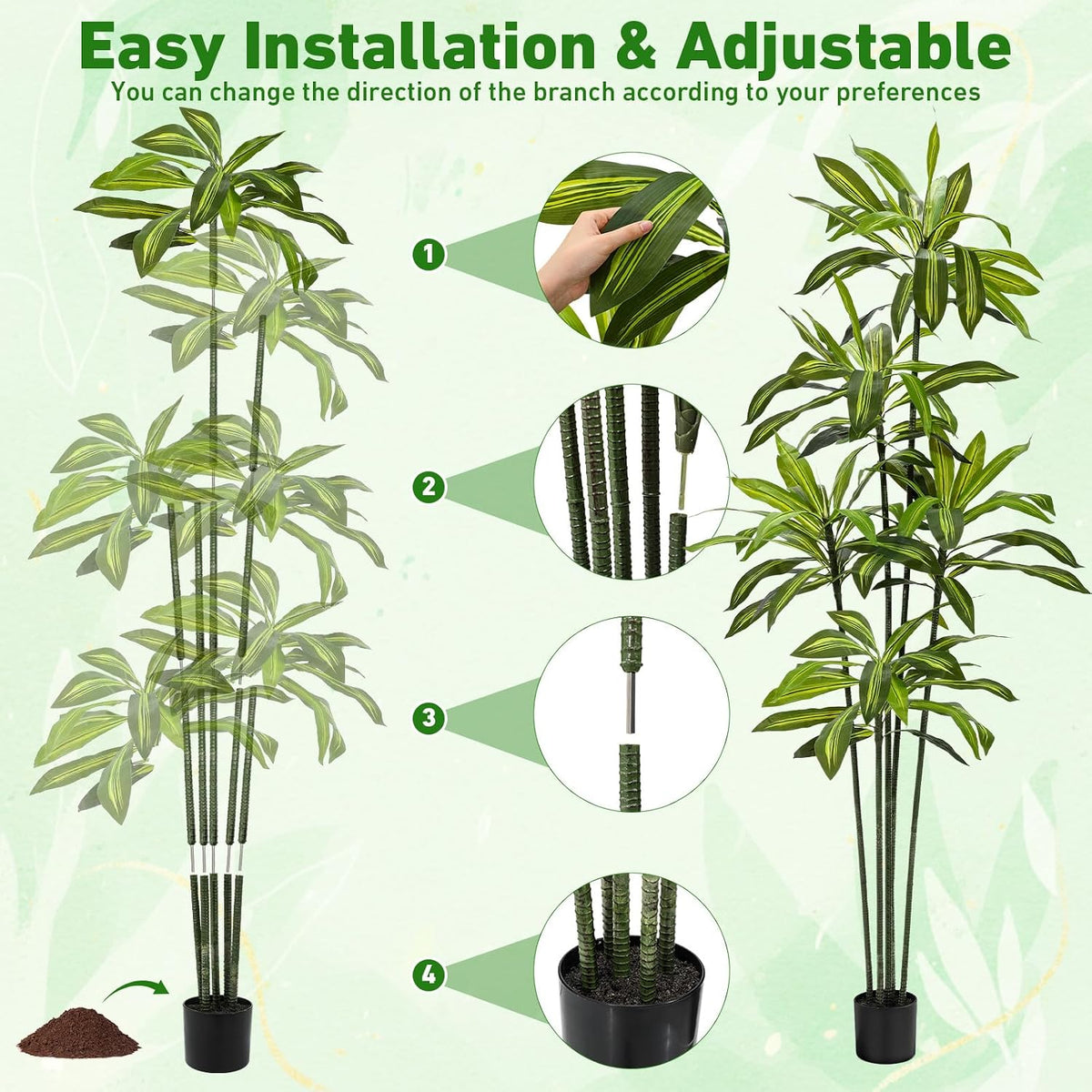 2 Pack 6 FT Artificial Dracaena Tree for Home Living Room Porch