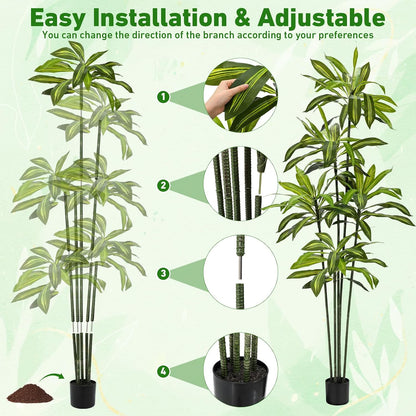 2 Pack 6 FT Artificial Dracaena Tree for Home Living Room Porch