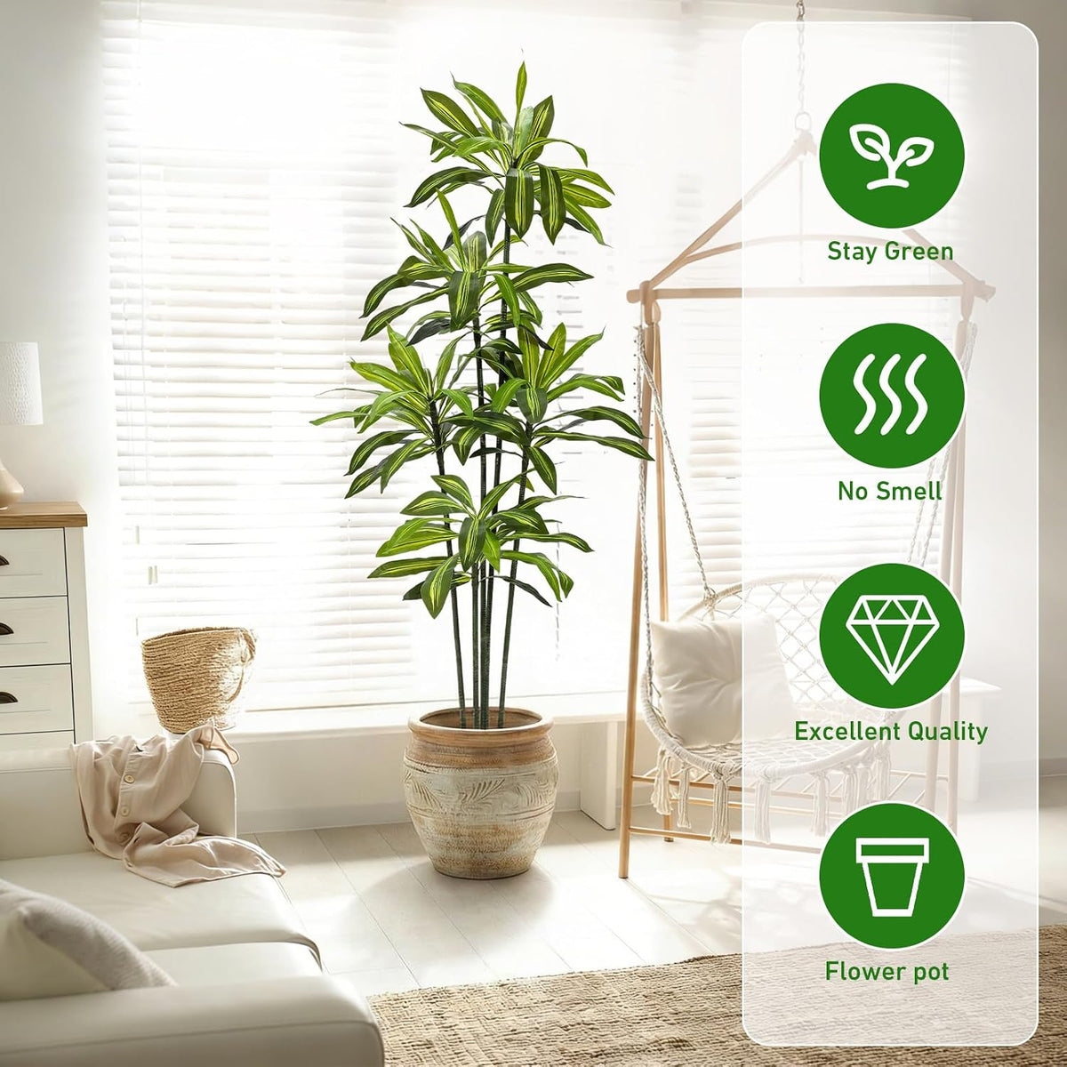 2 Pack 6 FT Artificial Dracaena Tree for Home Living Room Porch