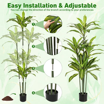 2 Pack 6 FT Artificial Dracaena Tree for Home Living Room Porch