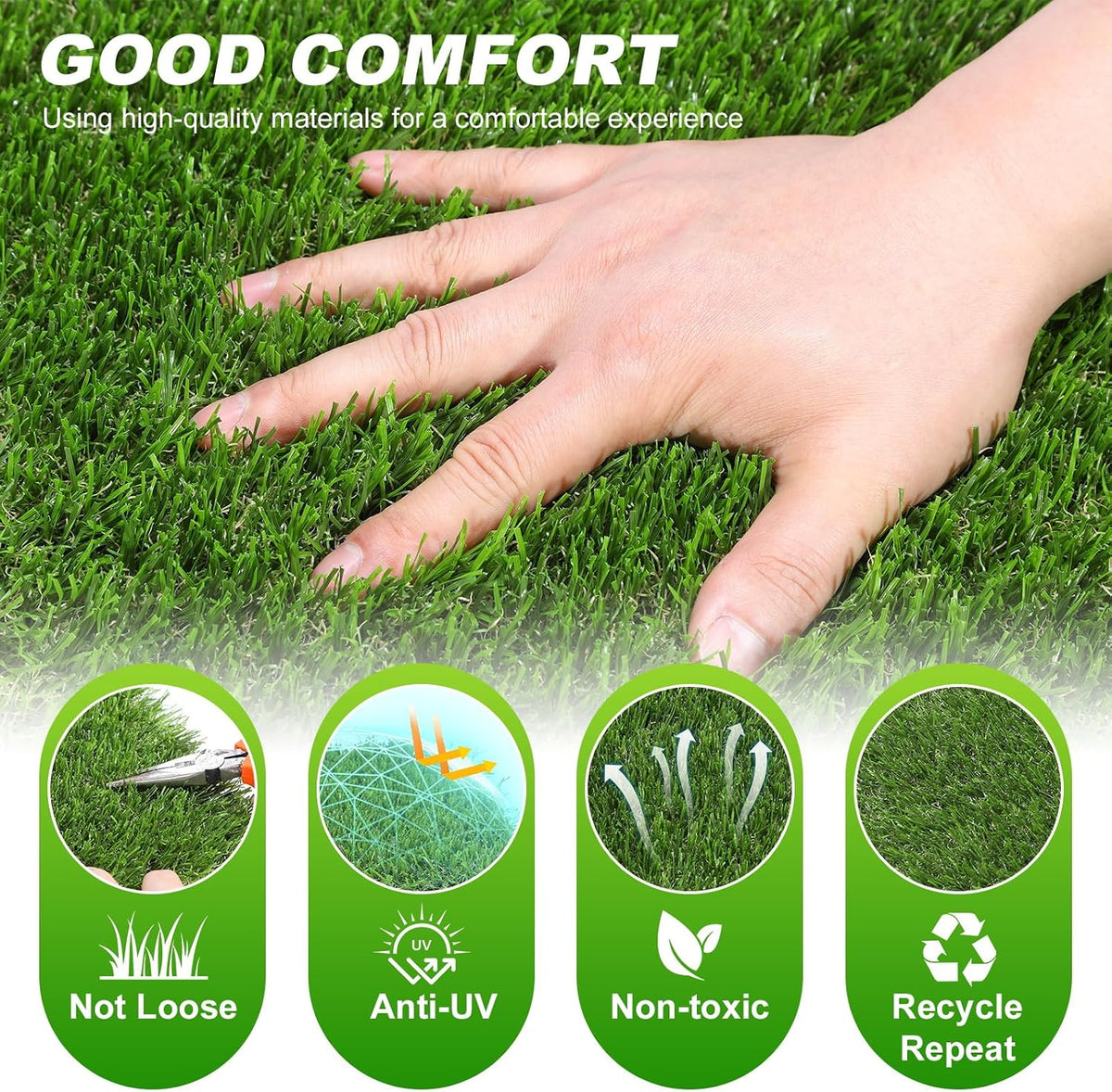 Artificial Grass Tiles Interlocking Turf Squares Deck 9 Pack