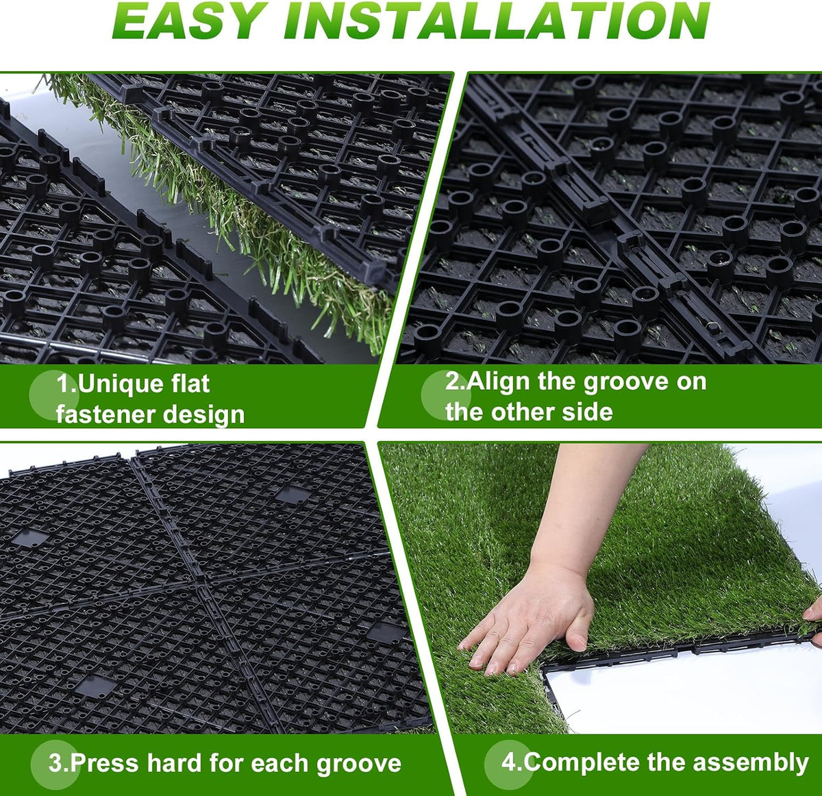 Artificial Grass Tiles Interlocking Turf Squares Deck 9 Pack