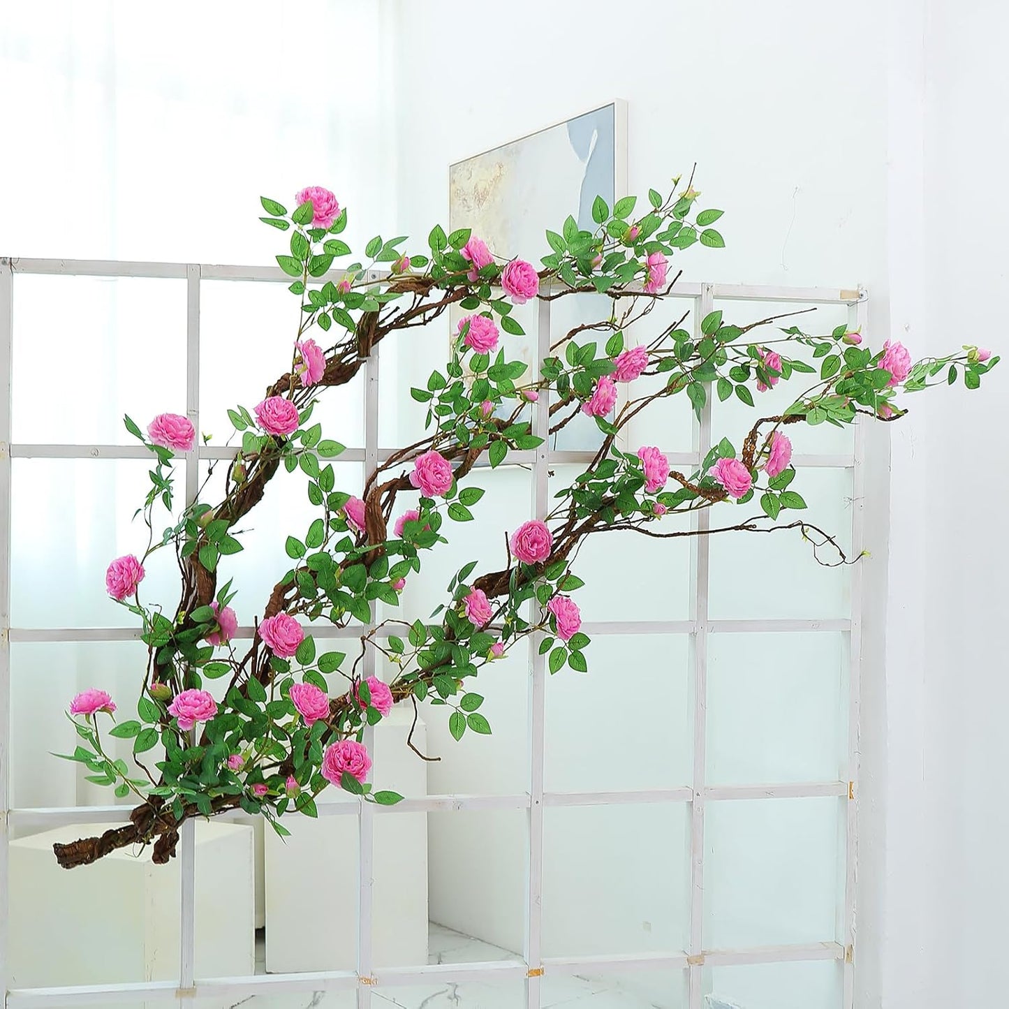 63" Faux Tree Trunk Branch Wall Hanging Grape Vines Spooky Decor | Artificial Bendable Twigs Plants Fake Cherry Blossom Garland Stem for Wedding Outdoor Garden Home Room Halloween Decoration
