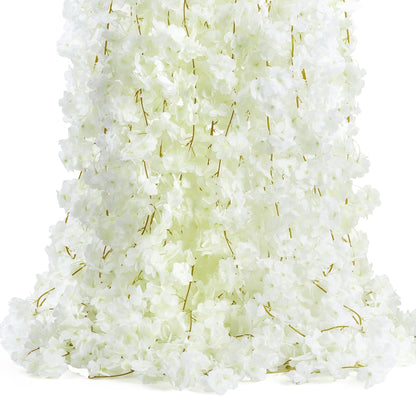6PC 35.4FT Cherry Blossom Flowers Garland Vine for Decoration | Artificial Pink Flower Garland Silk Sakura Vines Hanging for Wedding Party Valentine Japanese Spring Home Decor