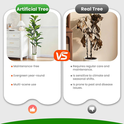 5ft Artificial Fiddle Leaf Fig Tree with Green Moss