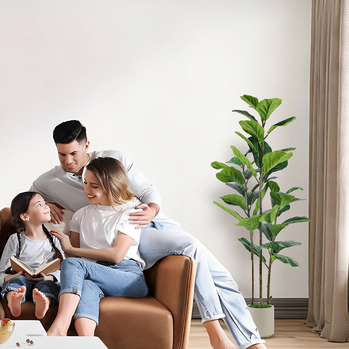 5ft Artificial Fiddle Leaf Fig Tree with Green Moss