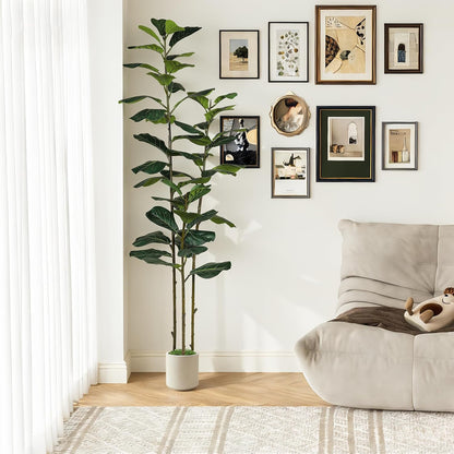 5ft Artificial Fiddle Leaf Fig Tree with Green Moss
