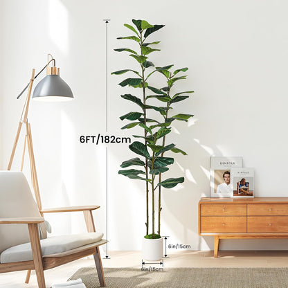 5ft Artificial Fiddle Leaf Fig Tree with Green Moss