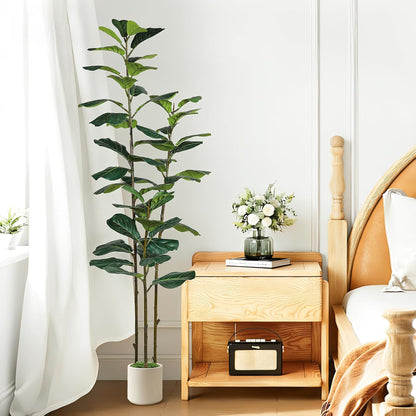 5ft Artificial Fiddle Leaf Fig Tree with Green Moss