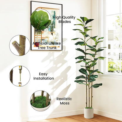 5ft Artificial Fiddle Leaf Fig Tree with Green Moss