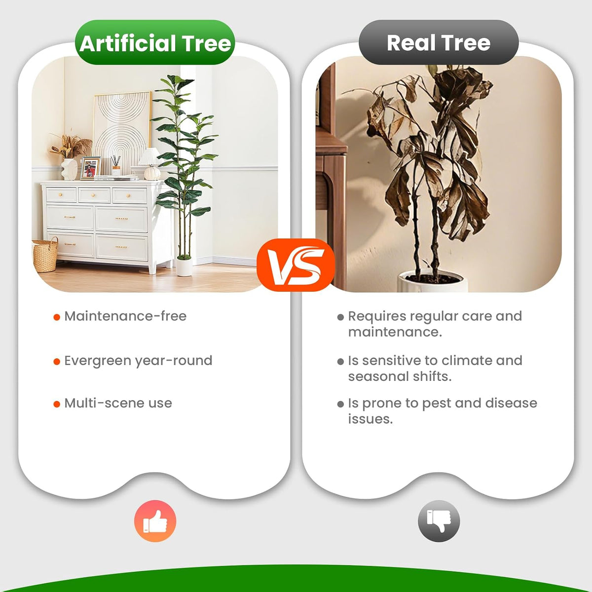 5ft Artificial Fiddle Leaf Fig Tree with Green Moss