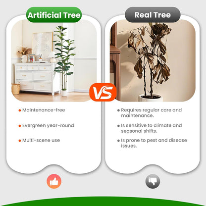 5ft Artificial Fiddle Leaf Fig Tree with Green Moss