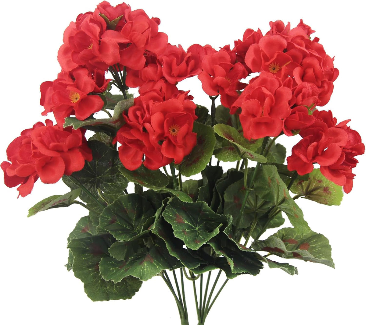 2 Pcs Artificial Geranium Flowers for Outdoors Silk Flowers Outside UV Resistant Red Fake Geraniums Bush Faux Flowers for Planter Outdoor Decor Indoor Garden Patio Table Centerpiece