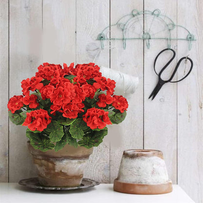 2 Pcs Artificial Geranium Flowers for Outdoors Silk Flowers Outside UV Resistant Red Fake Geraniums Bush Faux Flowers for Planter Outdoor Decor Indoor Garden Patio Table Centerpiece