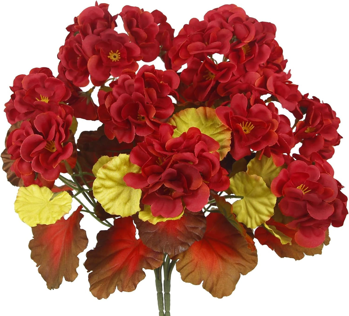 2 Pcs Artificial Geranium Flowers for Outdoors Silk Flowers Outside UV Resistant Red Fake Geraniums Bush Faux Flowers for Planter Outdoor Decor Indoor Garden Patio Table Centerpiece