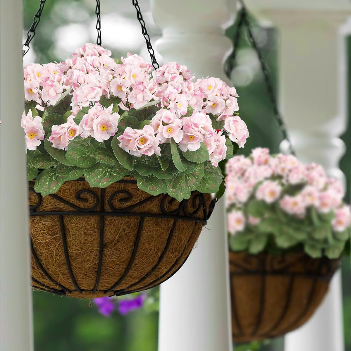 2 Pcs Artificial Geranium Flowers for Outdoors Silk Flowers Outside UV Resistant Red Fake Geraniums Bush Faux Flowers for Planter Outdoor Decor Indoor Garden Patio Table Centerpiece