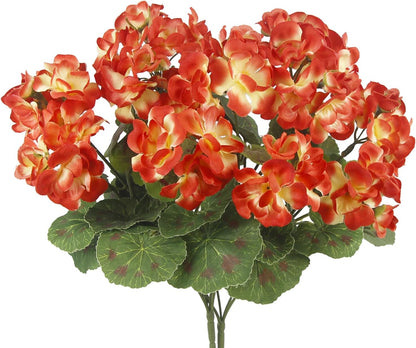 2 Pcs Artificial Geranium Flowers for Outdoors Silk Flowers Outside UV Resistant Red Fake Geraniums Bush Faux Flowers for Planter Outdoor Decor Indoor Garden Patio Table Centerpiece