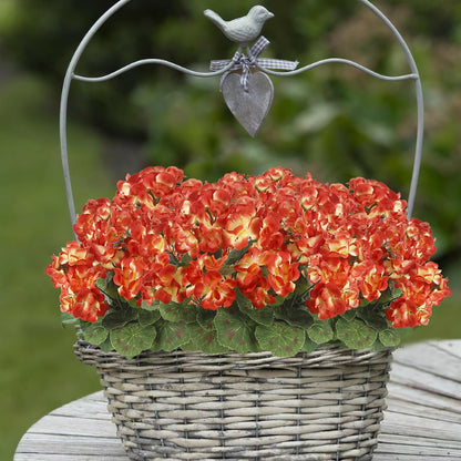 2 Pcs Artificial Geranium Flowers for Outdoors Silk Flowers Outside UV Resistant Red Fake Geraniums Bush Faux Flowers for Planter Outdoor Decor Indoor Garden Patio Table Centerpiece