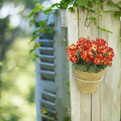 2 Pcs Artificial Geranium Flowers for Outdoors Silk Flowers Outside UV Resistant Red Fake Geraniums Bush Faux Flowers for Planter Outdoor Decor Indoor Garden Patio Table Centerpiece