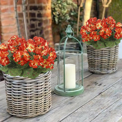 2 Pcs Artificial Geranium Flowers for Outdoors Silk Flowers Outside UV Resistant Red Fake Geraniums Bush Faux Flowers for Planter Outdoor Decor Indoor Garden Patio Table Centerpiece