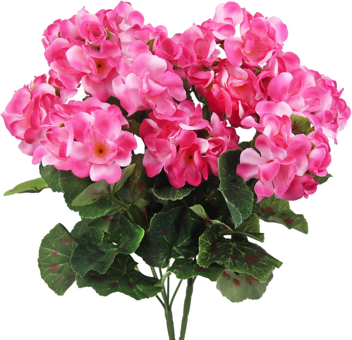 2 Pcs Artificial Geranium Flowers for Outdoors Silk Flowers Outside UV Resistant Red Fake Geraniums Bush Faux Flowers for Planter Outdoor Decor Indoor Garden Patio Table Centerpiece