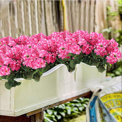 2 Pcs Artificial Geranium Flowers for Outdoors Silk Flowers Outside UV Resistant Red Fake Geraniums Bush Faux Flowers for Planter Outdoor Decor Indoor Garden Patio Table Centerpiece