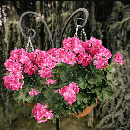 2 Pcs Artificial Geranium Flowers for Outdoors Silk Flowers Outside UV Resistant Red Fake Geraniums Bush Faux Flowers for Planter Outdoor Decor Indoor Garden Patio Table Centerpiece