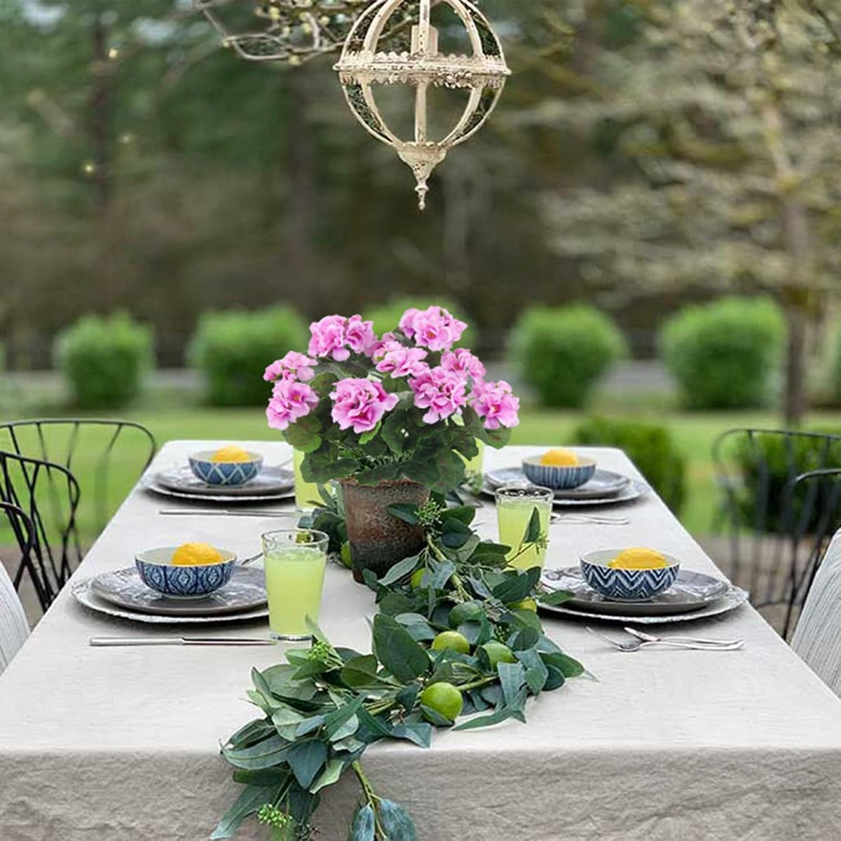 2 Pcs Artificial Geranium Flowers for Outdoors Silk Flowers Outside UV Resistant Red Fake Geraniums Bush Faux Flowers for Planter Outdoor Decor Indoor Garden Patio Table Centerpiece