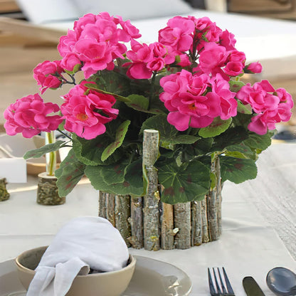 2 Pcs Artificial Geranium Flowers for Outdoors Silk Flowers Outside UV Resistant Red Fake Geraniums Bush Faux Flowers for Planter Outdoor Decor Indoor Garden Patio Table Centerpiece