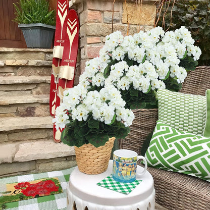 2 Pcs Artificial Geranium Flowers for Outdoors Silk Flowers Outside UV Resistant Red Fake Geraniums Bush Faux Flowers for Planter Outdoor Decor Indoor Garden Patio Table Centerpiece