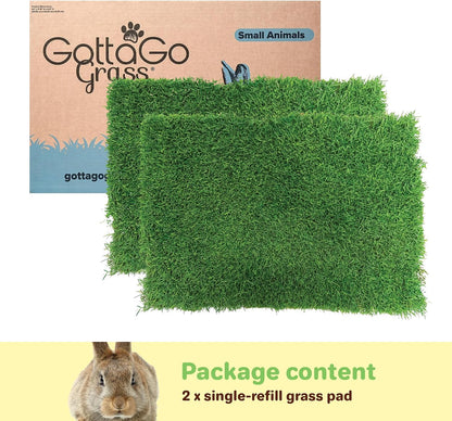 Gotta Go Grass for Small Animals – Natural Real Grass Bedding & Pet Resting Pad, Grass Potty Pad for Rabbits, Guinea Pigs, Hamsters, and Small Pets, Odor Absorbent Grass Mat (Refill Pack 16" x 24")