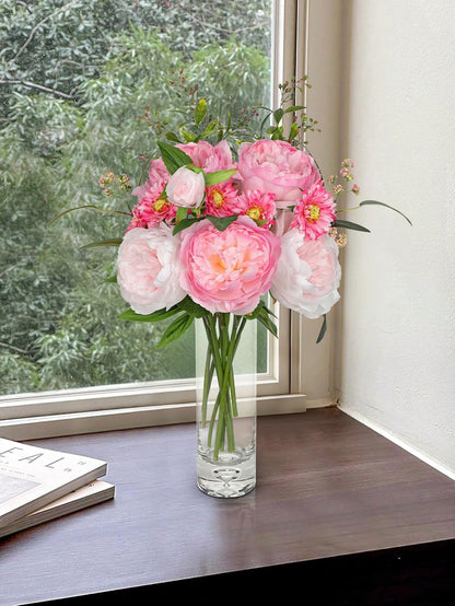Dahlia Artificial Flowers, 12PCS Mixed White Faux Flowers with Dahlia & Daisies, Up to 20.4 Inch Long Silk Fake Flowers for Vase DIY Wedding Bouquet Party Centerpieces Arrangement Home Decor